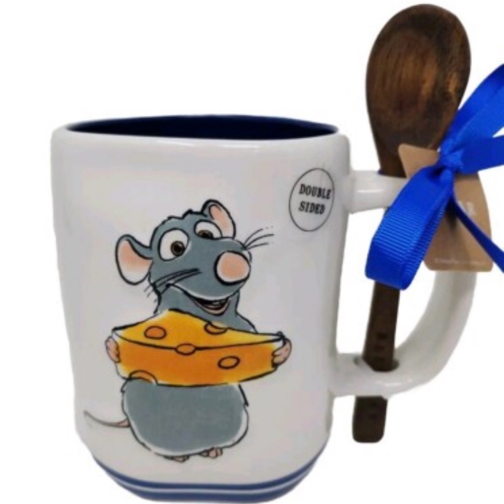 Rae Dunn DISNEY LE Petit CHEF Remy Bon Appetit Mug Double Sided W/ SPOON NEW!